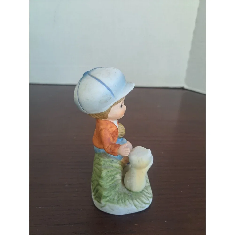 Vintage Homco Bisque Boy With Puppy #1430 Figurine